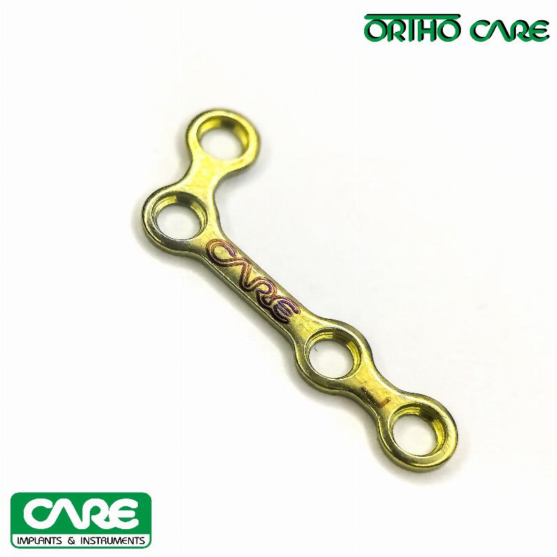 L- подібна пластина з 4 отворами, перемичка 9 мм, 110⁰, ліва товщина 1,0 мм